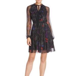 Tahari Dress “Desi” Silk Chiffon Opal Jewel Tone Floral NWOT Sz 8